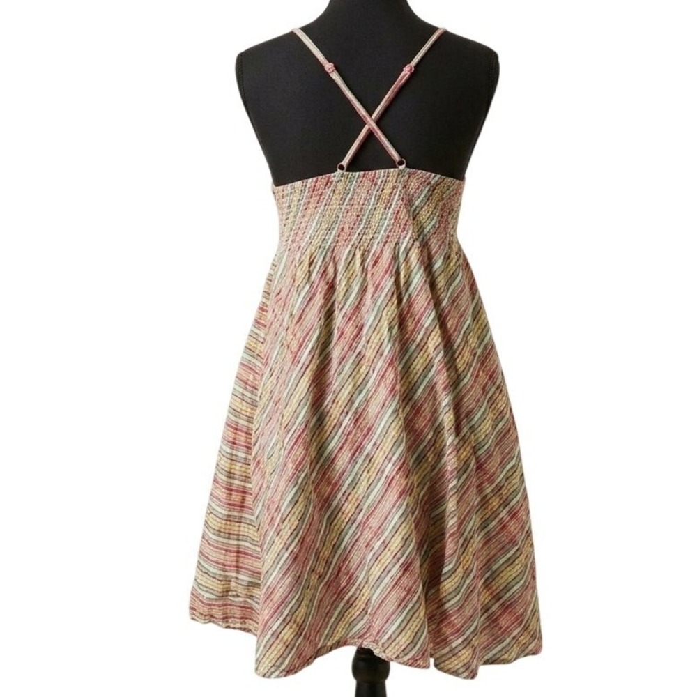 VTG Free People Madras Plaid Babydoll Dress Y2K Smocked Boho Size 4 RARE - Picture 6 of 10